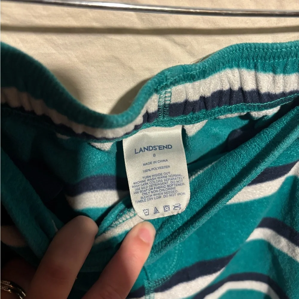 Lands' End Teal, Navy & White Striped Kids Pajama Pants